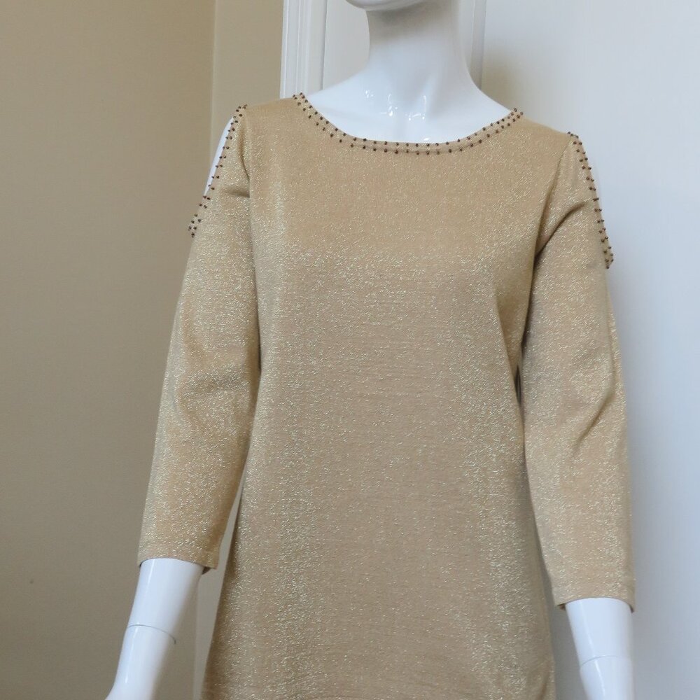 Reba gold metallic sweater S NWT